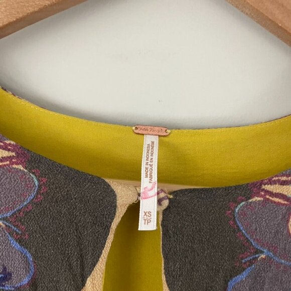 Free People Ossie Vibes Bell Sleeve Tunic Mini Dress in Gold Size XS - Picture 3 of 6